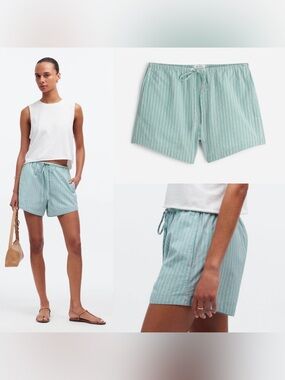 Madewell Drawstring Pull-On High-Rise Short, Dusty Verdigris, Size Small
